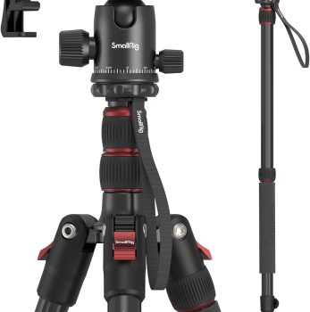 SmallRig Camera Tripod, 71″ Foldable Aluminum Tripod/Monopod, 360°Ball Head Detachable, Payload 33lb, Adjustable Height from 16″ to 71″ for Camera, Phone