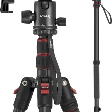 SmallRig Camera Tripod, 71″ Foldable Aluminum Tripod/Monopod, 360°Ball Head Detachable, Payload 33lb, Adjustable Height from 16″ to 71″ for Camera, Phone